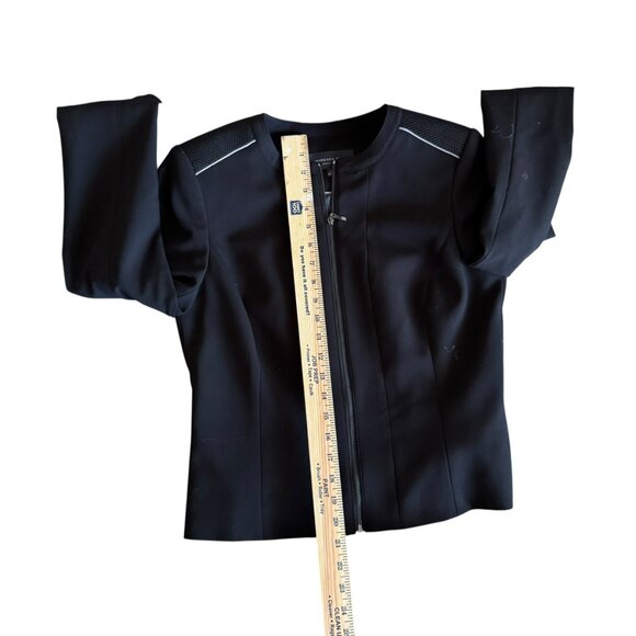 Marc New York Black Moto-Inspired Zip Jacket Size 6 | Sleek Stretch Knit Blazer - Picture 7 of 7